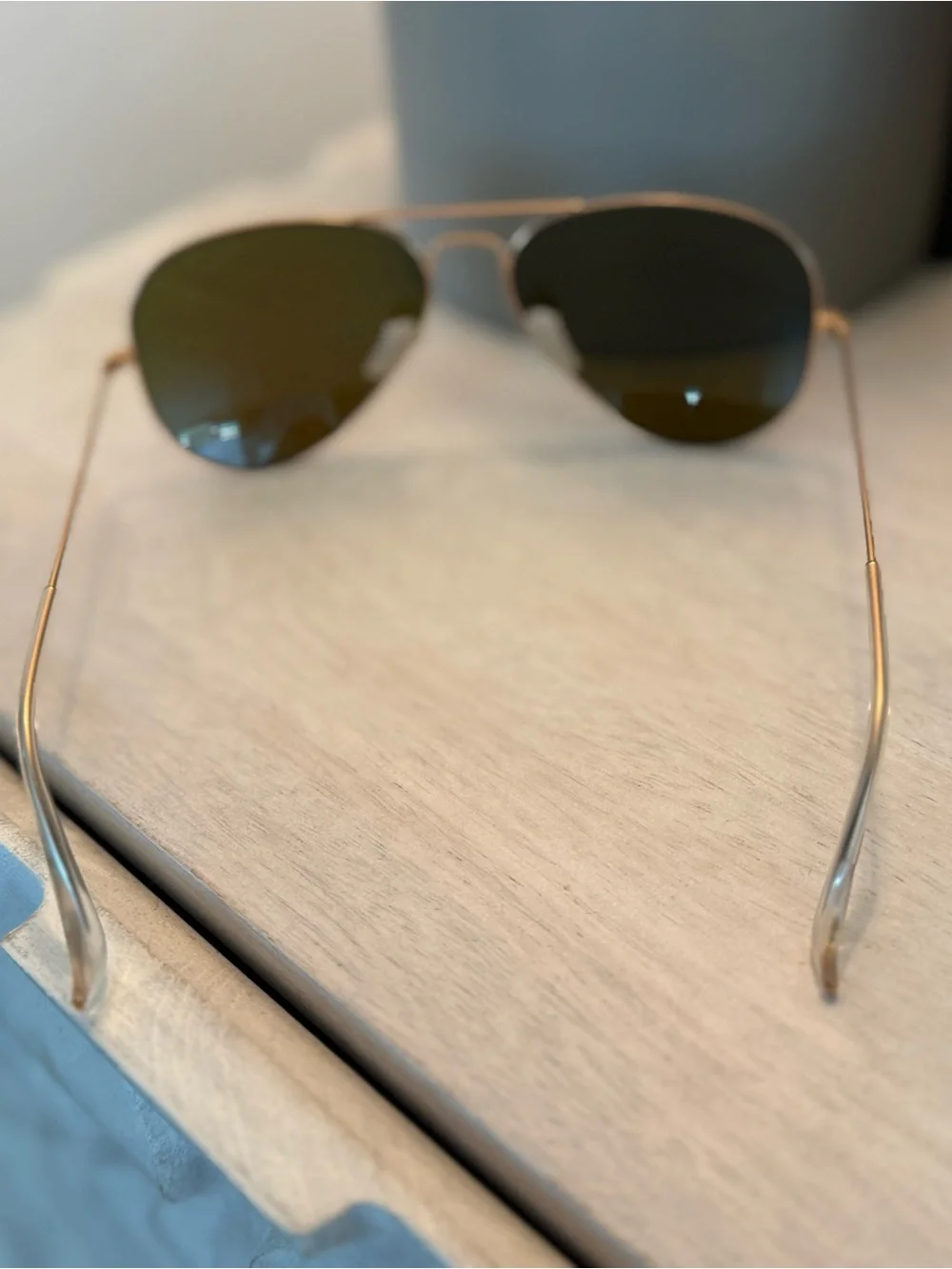 Ray-Ban Gold Aviator Sunglasses with Blue Mirrored Lenses